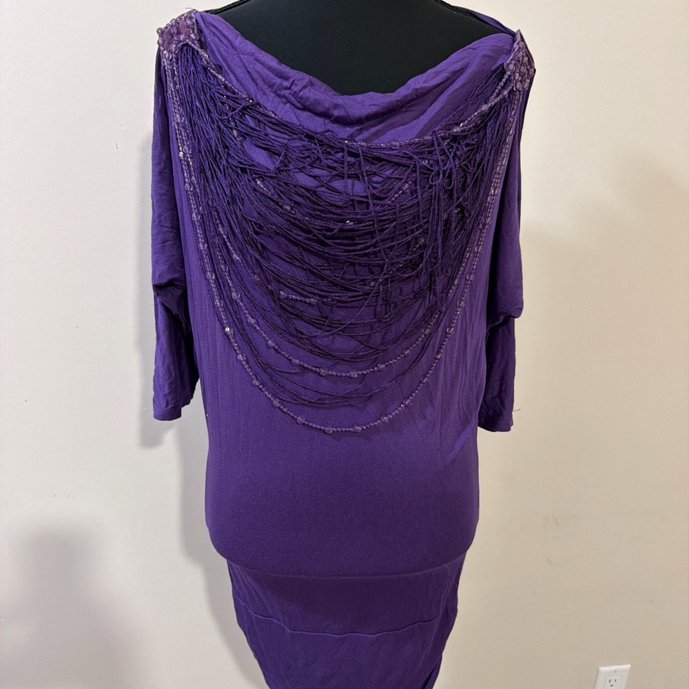 New bebe sapphire beaded tunic top size S